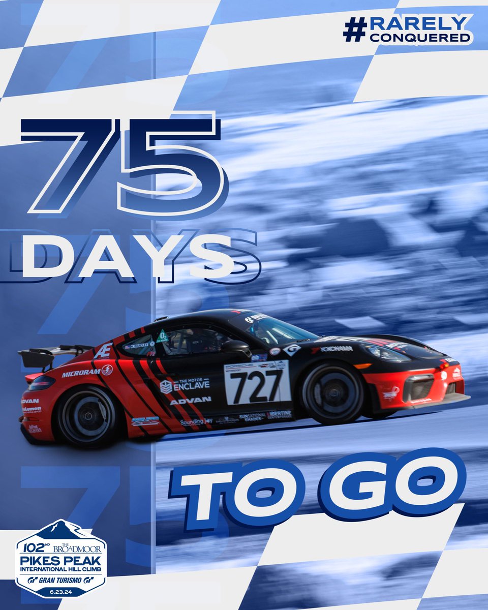 Just 75 DAYS until we #RaceToTheClouds. 🏁 Visit PPIHC.org to grab your tickets and let us know if we’ll see you on the mountain, June 23rd! 👋 • 📸 IG: spicyluis.jpg #PPIHC2024 #RarelyConquered #PPIHC #PikesPeak #PikesPeakHillClimb