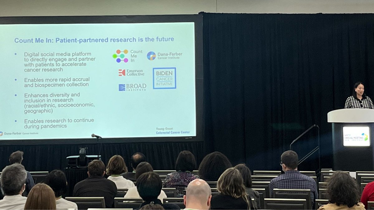 Thank you to @KimmieNgMD for speaking to the timely importance of Count Me In's direct-to-patient research model in empowering #colorectalcancer patients to participate in #cancerresearch, especially amidst the concerning surge in young-onset diagnoses. #AACR24 #AACR #CountMeIn