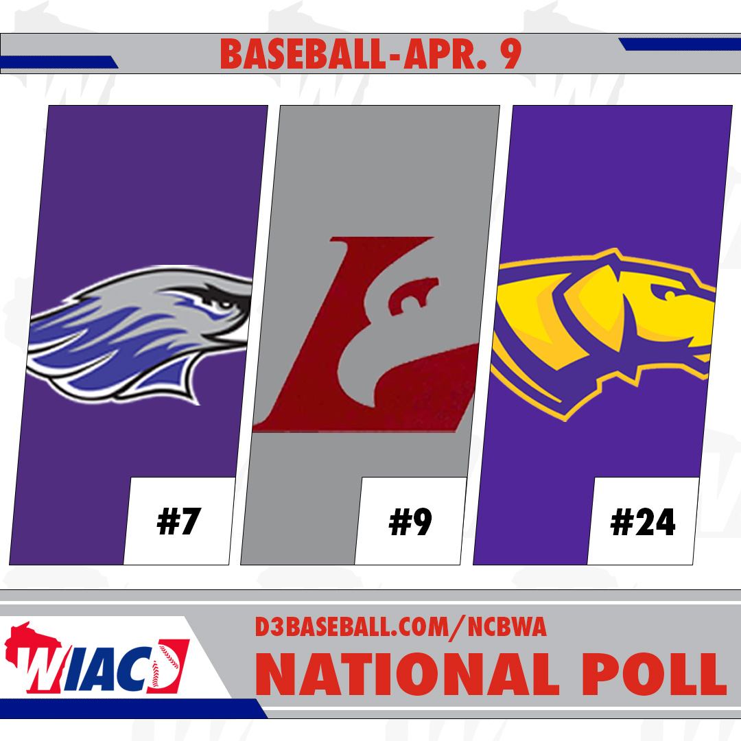 #WIACBASE | @UWWAthletics #⃣7⃣, @UWLAthletics #⃣9⃣ and @UWSPAthletics #⃣2⃣4⃣ in this week's D3baseball.com \ NCBWA National Poll!

#ExcellenceInAction
#d3baseball