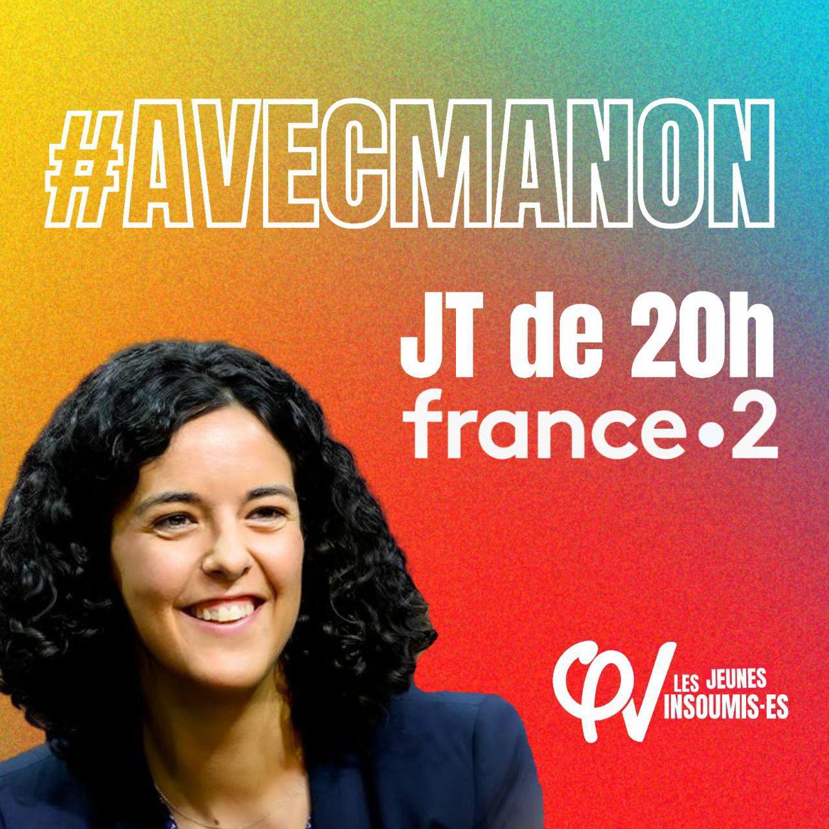 JT de #France 2 en avec la brillante Manon Aubry ! 

#AvecManon #UnionPopulaire