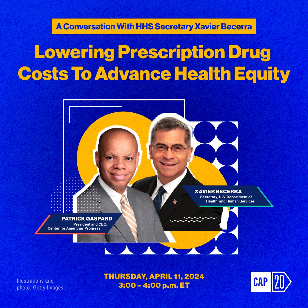 Have you heard? The Inflation Reduction Act’s Medicare prescription drug reforms are improving affordability. Join @SecBecerra and @PatrickGaspard Thursday at 3pm ET for a discussion on the progress made in health equity. RSVP: americanprogress.org/events/lowerin…