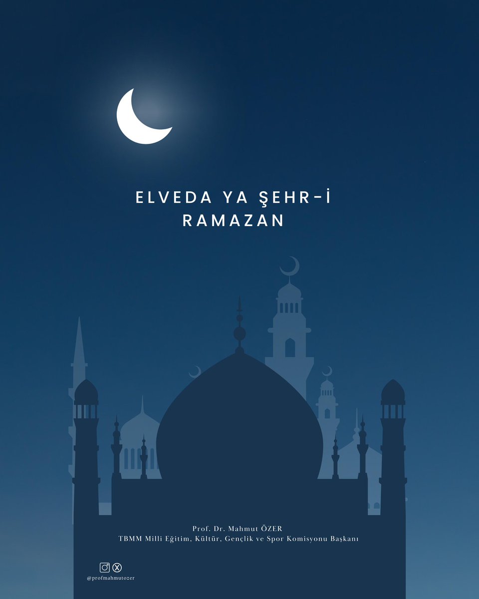 “Şehr-i Ramazân elvedâ, Ey mâh-ı gufrân elvedâ.” Rahmet ve bereket ayı Ramazan ayının sonuna geldik. Bizi Ramazan ayına kavuşturan Allah’a hamd olsun. Bir sonraki Ramazan ayına sağlık ve afiyet ile kavuşmayı nasip eylesin. #ElvedaYaSehriRamazan