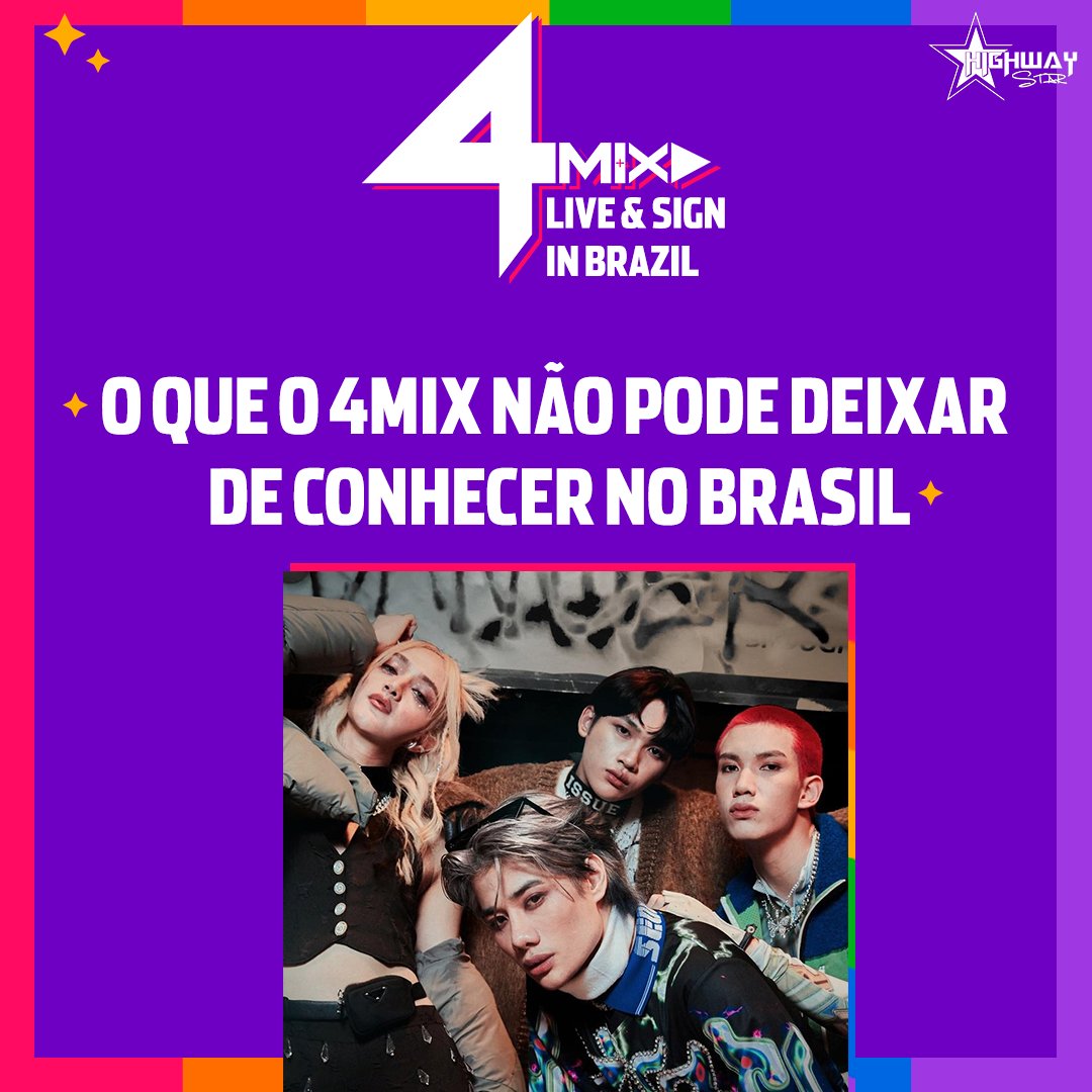 Quem acompanha o #4MIX nas redes sociais já viu que eles estão MUITO animados pra vir para o Brasil 🇧🇷🇧🇷🇧🇷 Comente aqui o que eles PRECISAM conhecer quando chegarem! Vale comida, locais, músicas... 👉 garanta seu ingresso para o show e a fansign aqui: hwstar.com.br/ingressos-4mix…