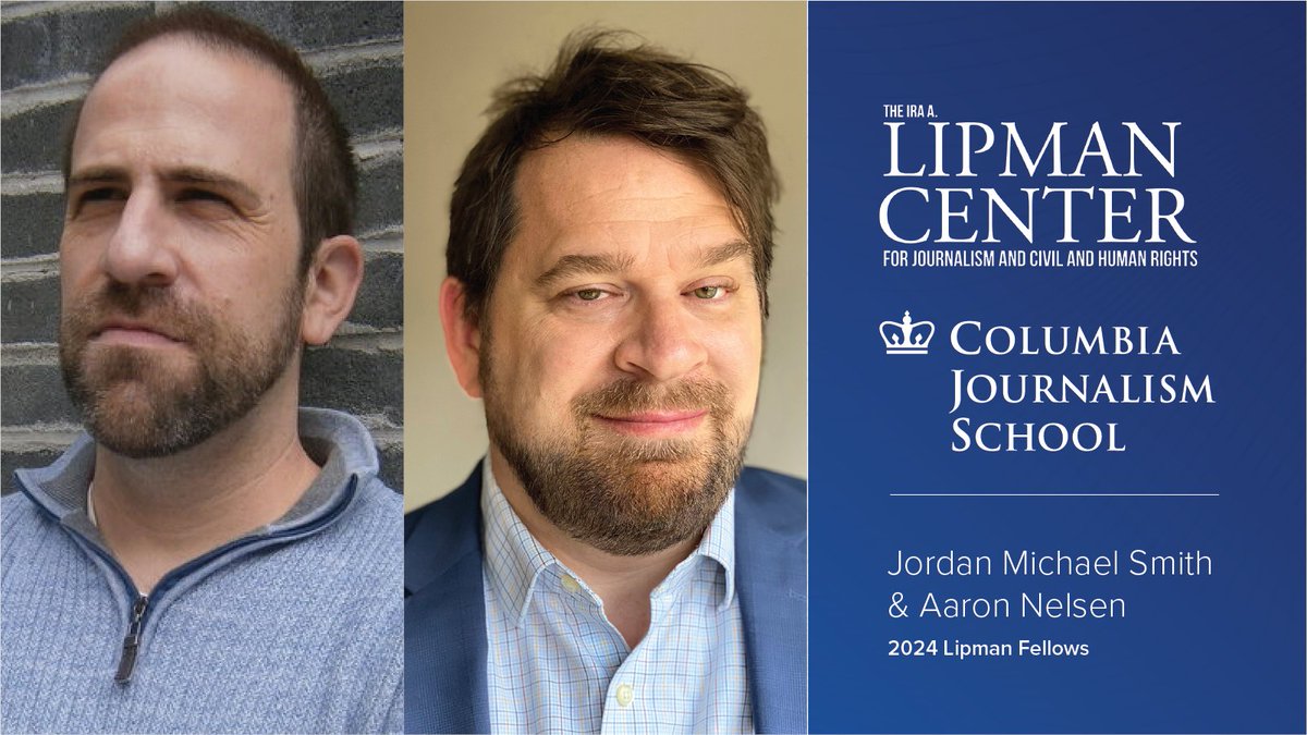 Congratulations to @WriterJMS and @amnelsen for being named 2024 @LipmanCenterCJS Fellows. “I’m truly encouraged for the future of reporting in these vital subject areas.” said Robe Imbriano (@robesees), Director of the Lipman Center. Learn more: bit.ly/CJSLipman24