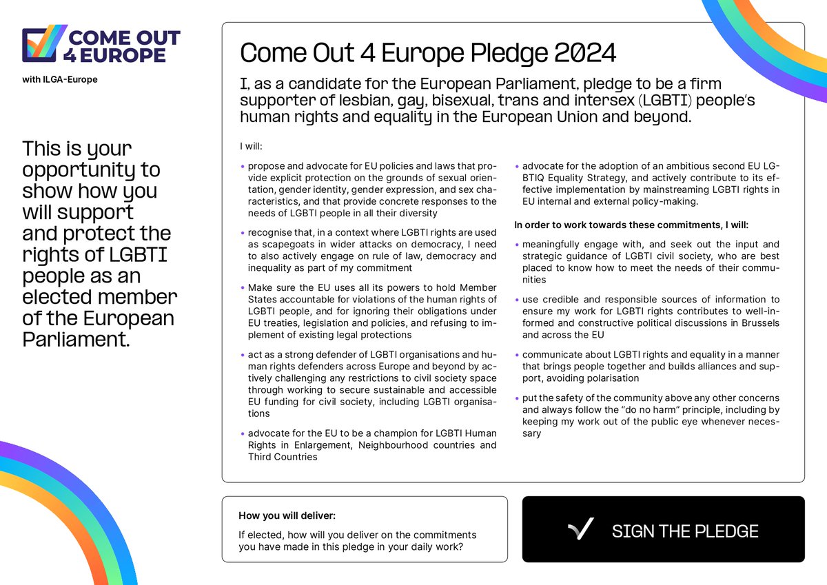 J'ai signé pour défendre nos droits ! Candidat aux élections européennes sur la liste de l'#UnionPopulaire portée par @ManonAubryFr je me battrai pour défendre les droits des personnes #LGBTQIA+ ! #ComeOut4EU