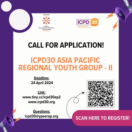 azhaSocrates's tweet image. Call for Application : ICPD30 Regional Youth Group
5. ICPD30 GYD, April 4-5, Benin
#ICPD30 #ICPD30 #APPC7

@ypeerasiapacific @unfpaasiapacific @humansoficpd @arrow_women @asiapacalliance @ippfeseaor @unescobangkok @unaids_ap @unicefsouthasia @unwomenasia @unitednationsescap