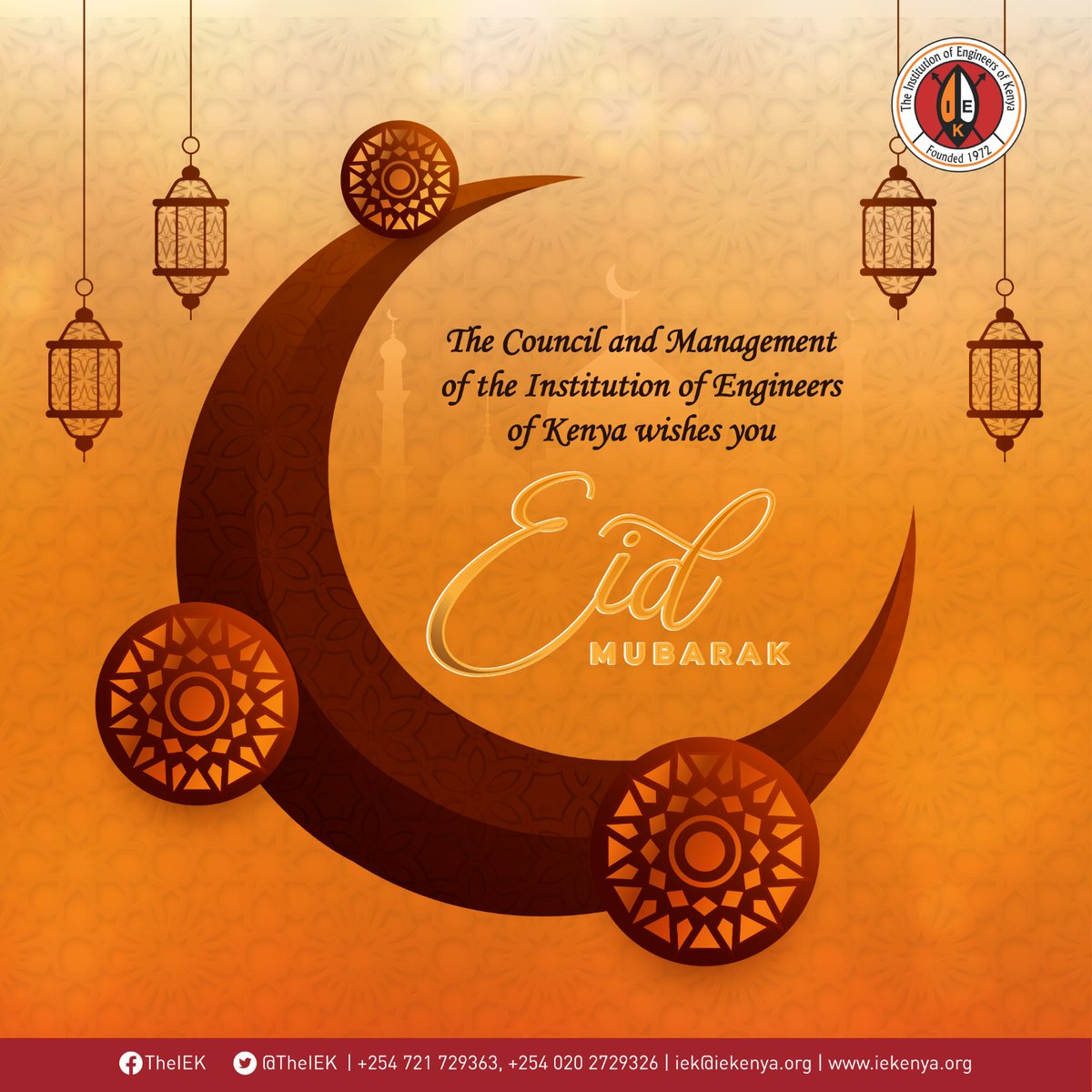 The Council and Management of The Institution of Engineers of Kenya wishes you Eid Mubarak