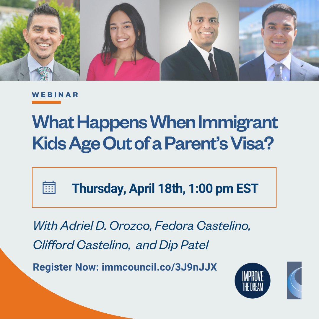 What happens when parents are recruited to bolster U.S. companies and raise their children here but have no way to secure their future? Join our conversation! ⏰ : Thursday, April 18th, 1PM EST 📝Register: immcouncil.co/3J9nJJX