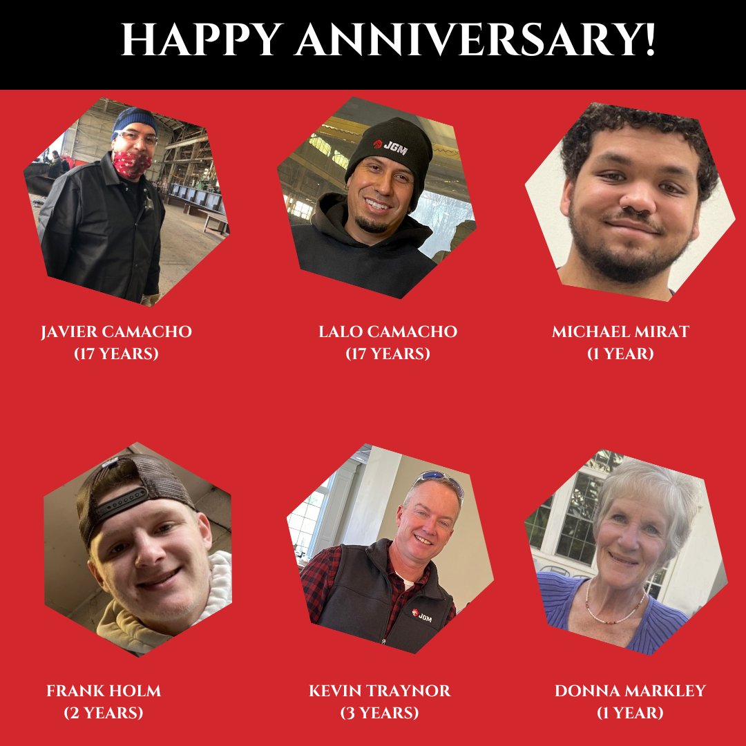 Here's to another year of growth, achievement, and shared success!  Thank you to each of you for being an invaluable part of our team!  

#WorkAnniversary #TeamAppreciation #CelebratingSuccess #TheJGMFamily