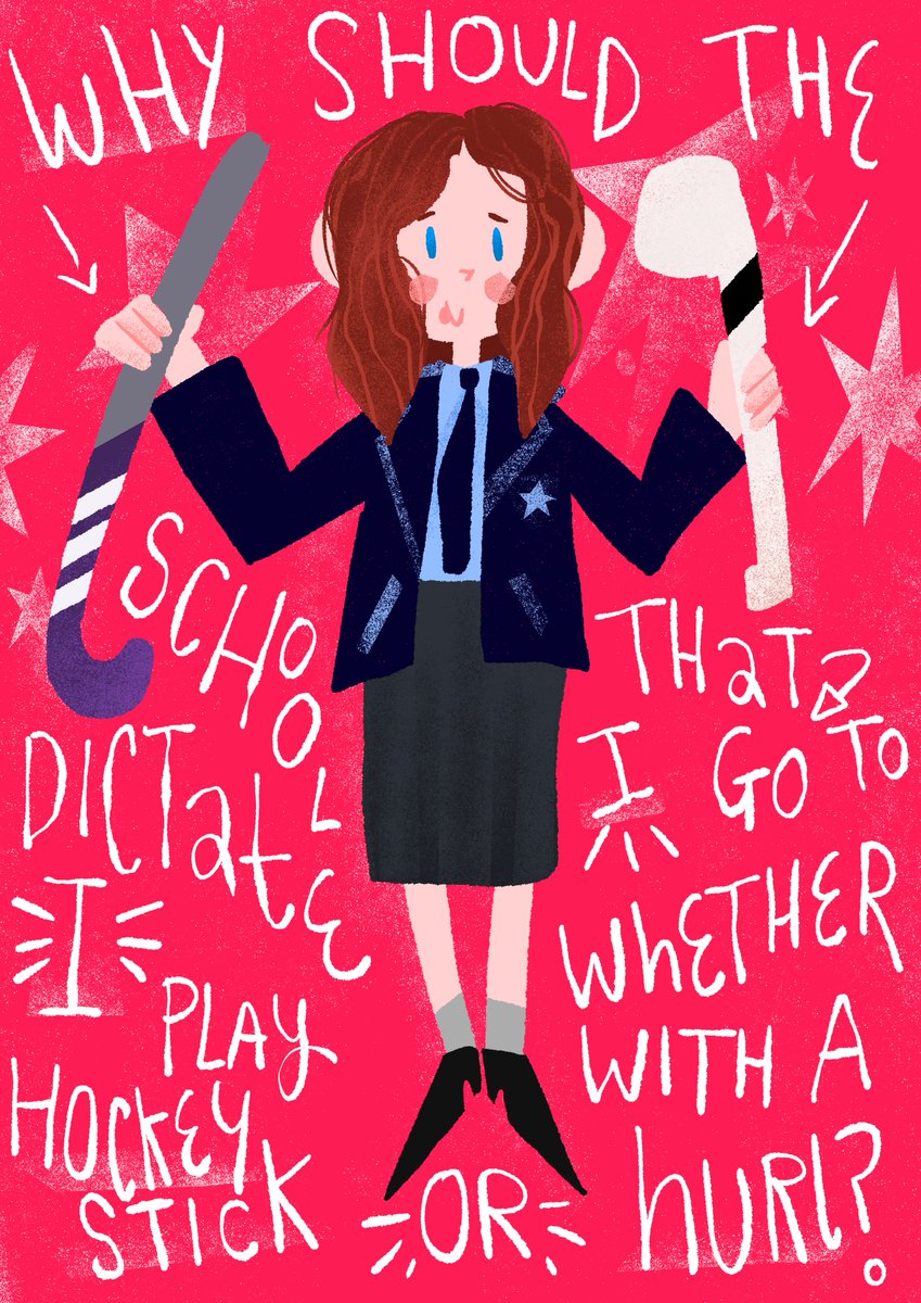 WHY SHOULD THE SCHOOL I GO TO DICTATE WHETHER I PLAY WITH A HOCKEY STICK OR HURL? Lil illustration I did showing why I ❤️ integrated education 🌟 @IEFNI @IntEdAlumni @IntegrateMS