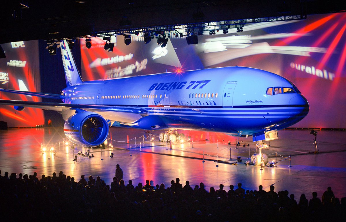 Today in 1994, the first Boeing 777 rolls out of the Boeing Everett ...