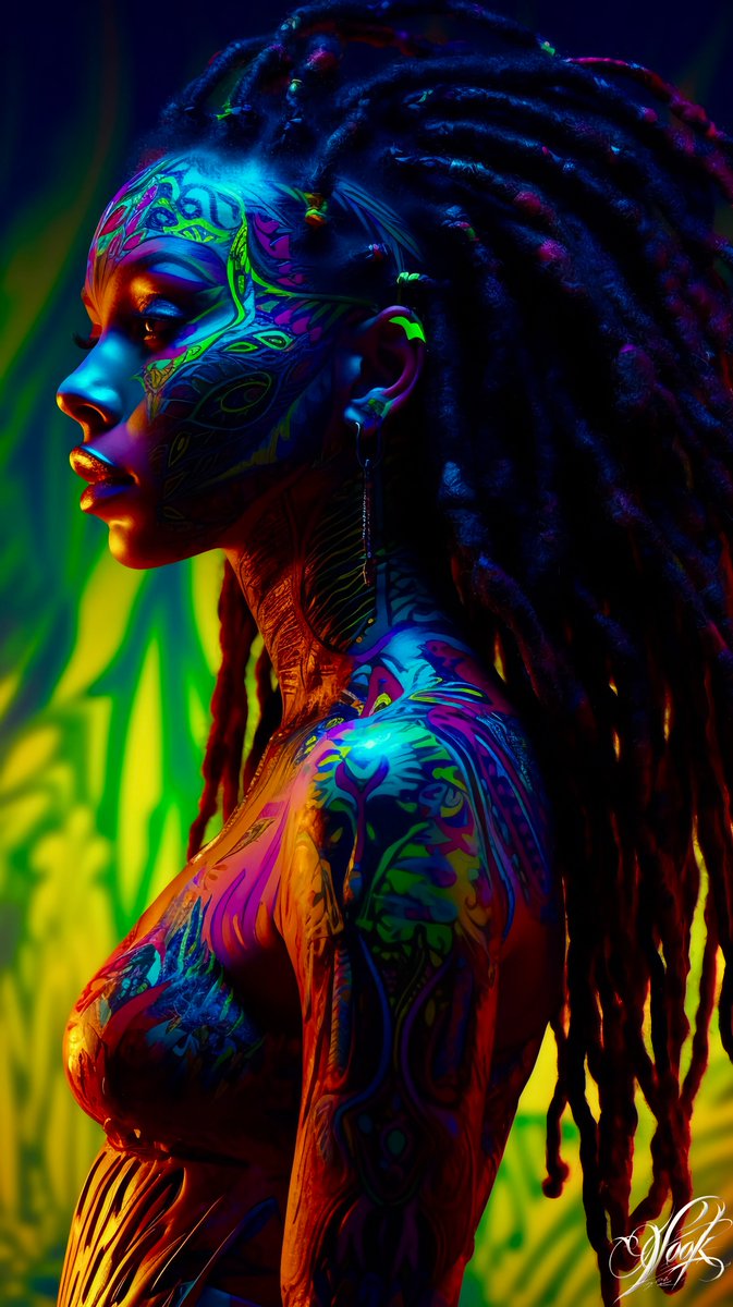 Good night!✨✨ Embodying the essence of Ai art in every thread of being. ✨ This stunning fusion of vibrant body art and cultural expression speaks to the soul.💫🔥