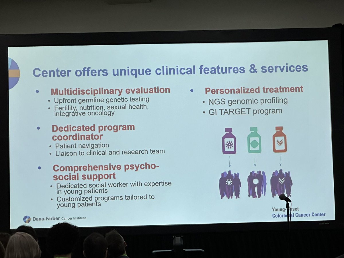 *ALL* #EAOCRC patients should have multigene panel testing and receive information on fertility. Examples of @DanaFarber’s efforts to address the unique needs of the EAO population shared by @KimmieNgMD.