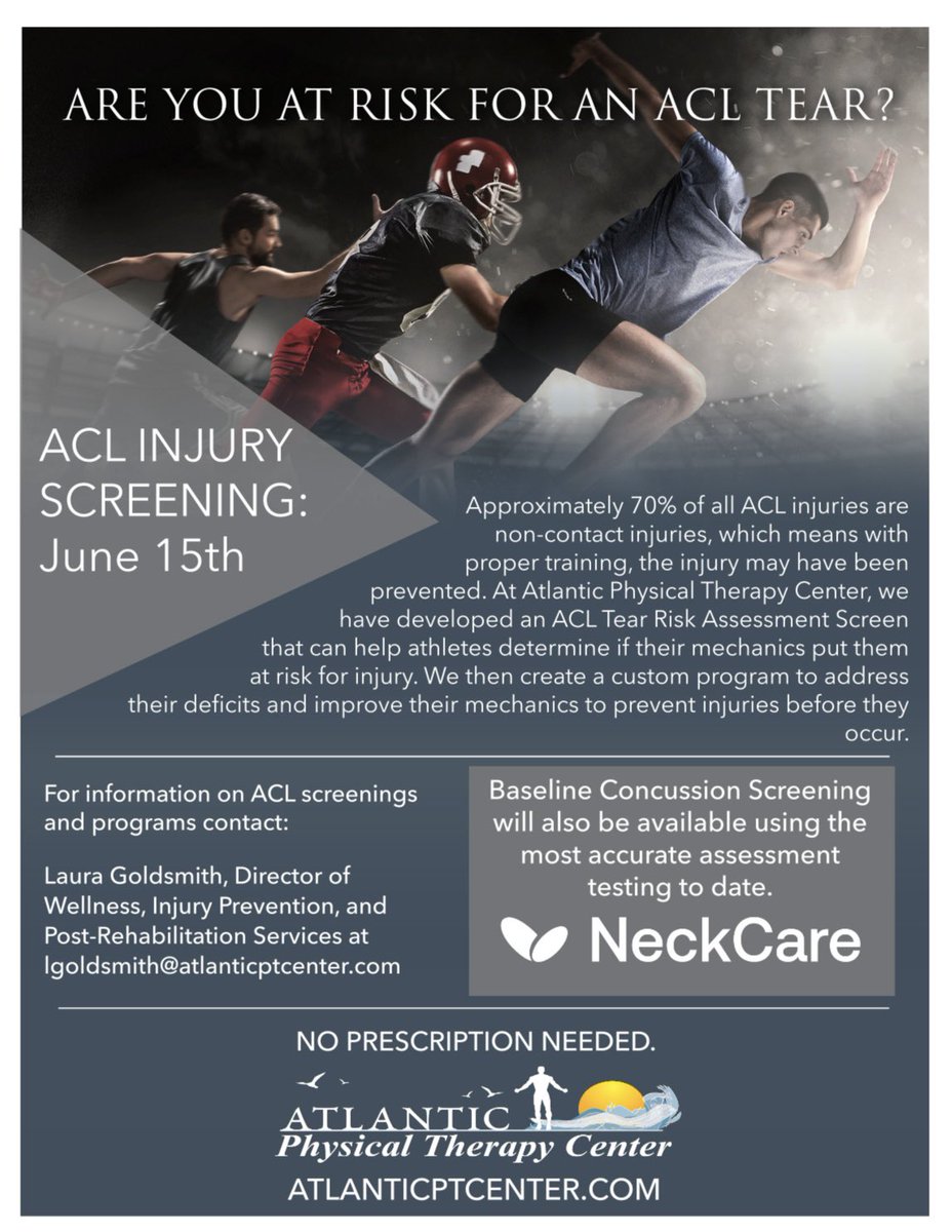 Excited to Announce we have partner with @AtlanticPT so that every Camper will have the opportunity to receive a free ACL screening at our Camp on June 15th.