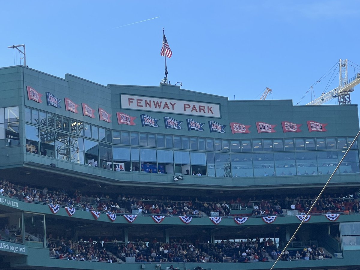 smars319's tweet photo. Fenway with the addition of Wakeโs number and Luchinoโs initials on the green monster. Beautiful day for a ballgame!! #dirtywater #OpeningDay #forever49 #forwake https://t.co/PxpgTCGNqZ