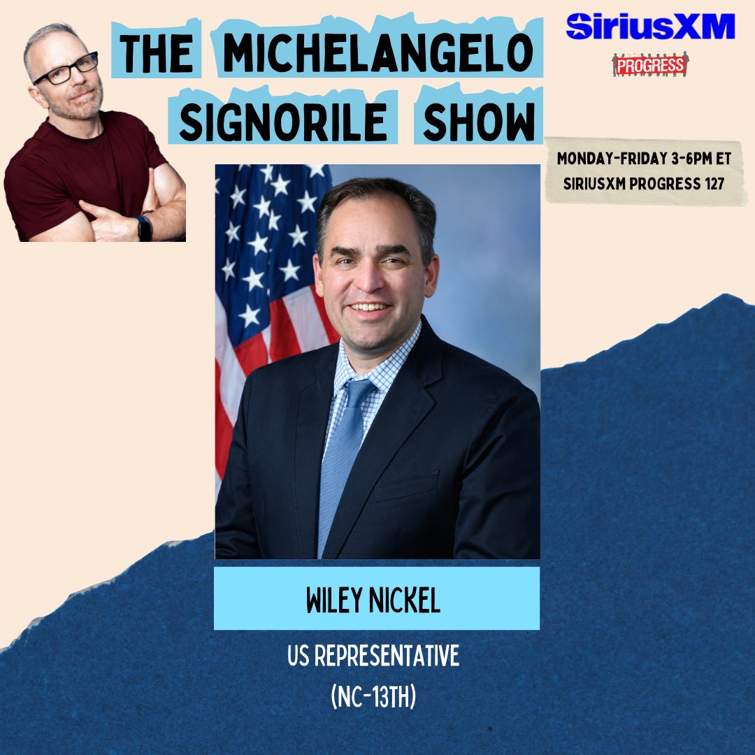 ‼️ On today's @MSignorile Show ‼️ @RepWileyNickel (NC-13) joins the show to talk about the dire situation on the ground in #Ukraine 🔊Listen Here: siriusxm.us/Signorile Give us your calls at: 866-997-4748