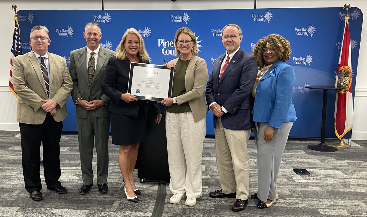 Congratulations to @PinellasGov for achieving a Class 2 community rating, the highest rating in Florida. Your work showcases how a commitment to resilience can have real-world impacts such as reducing flood risk & lowering flood insurance premiums for community members.