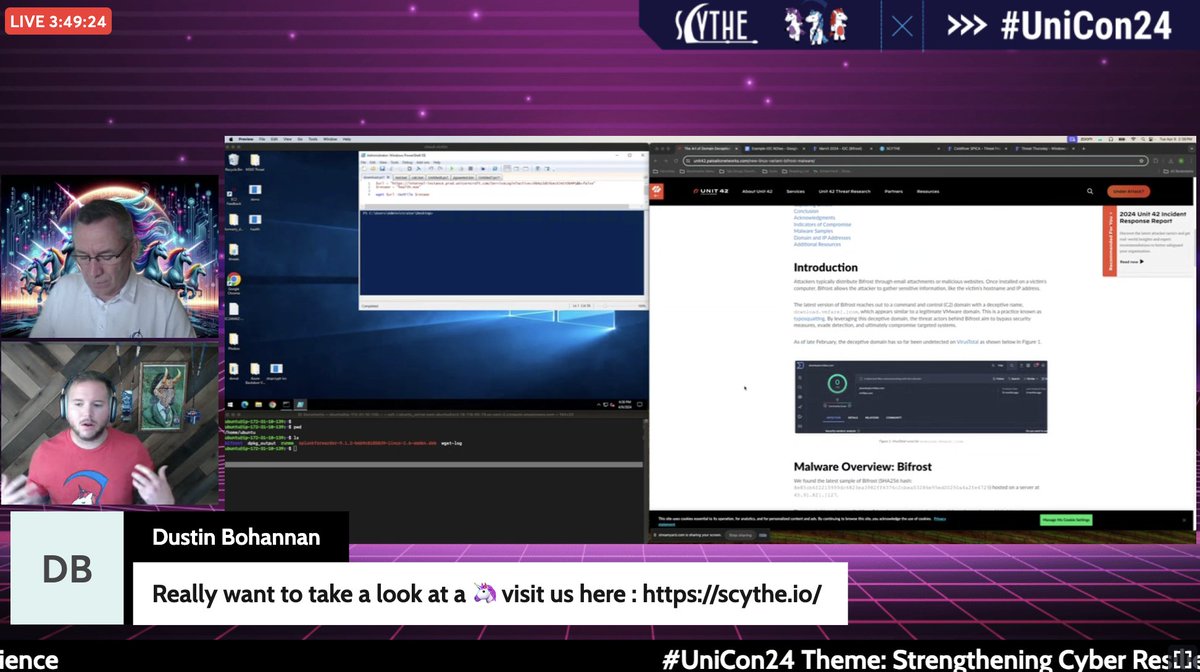 @TCraf7 showing how you can easily emulate real threat behaviors; in this case, based off @Unit42_Intel #threatintelligence.

Live now @scythe_io #UniCon24.