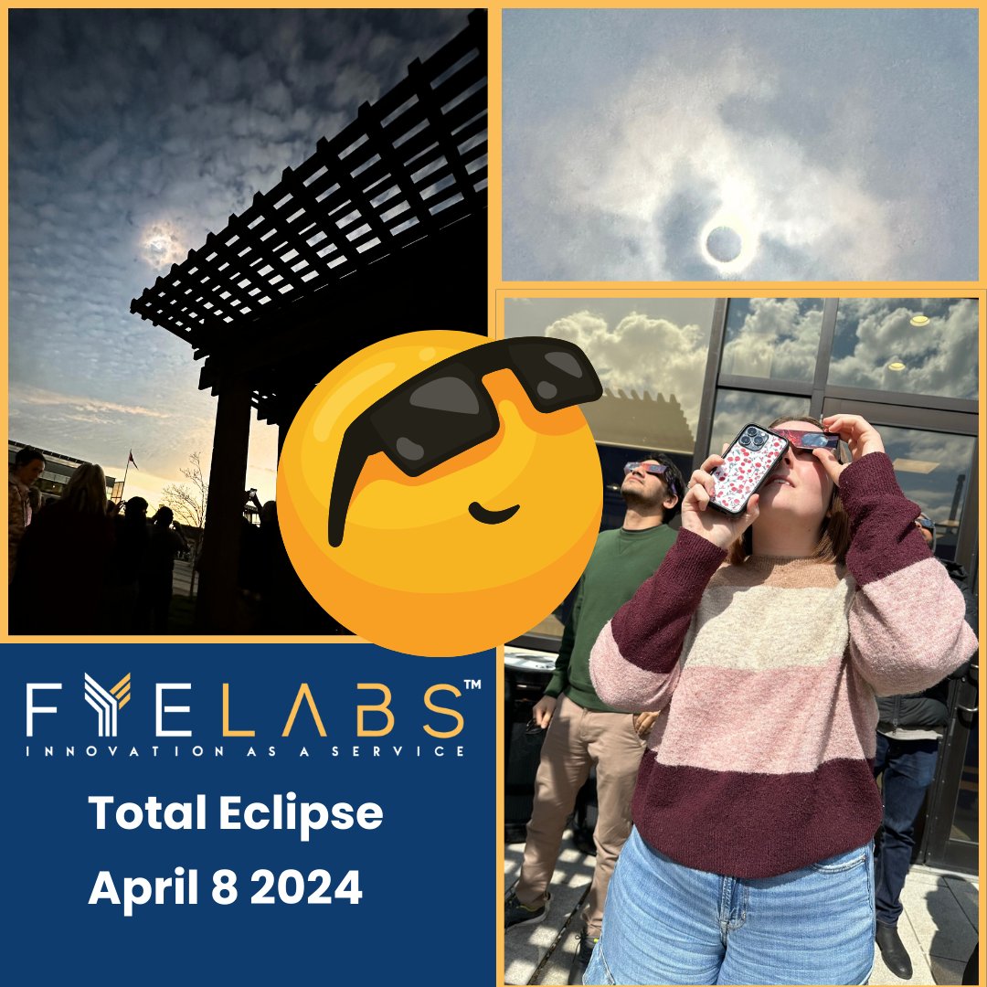 😎 Our @fyelabs team gathered at @MIP_Hamilton for #Eclipse2024. We were in good company as we shared the moment when the overcast sky cleared (just in time!) We’re grateful to share team moments & keep building #productdev #innovations for positive impact.