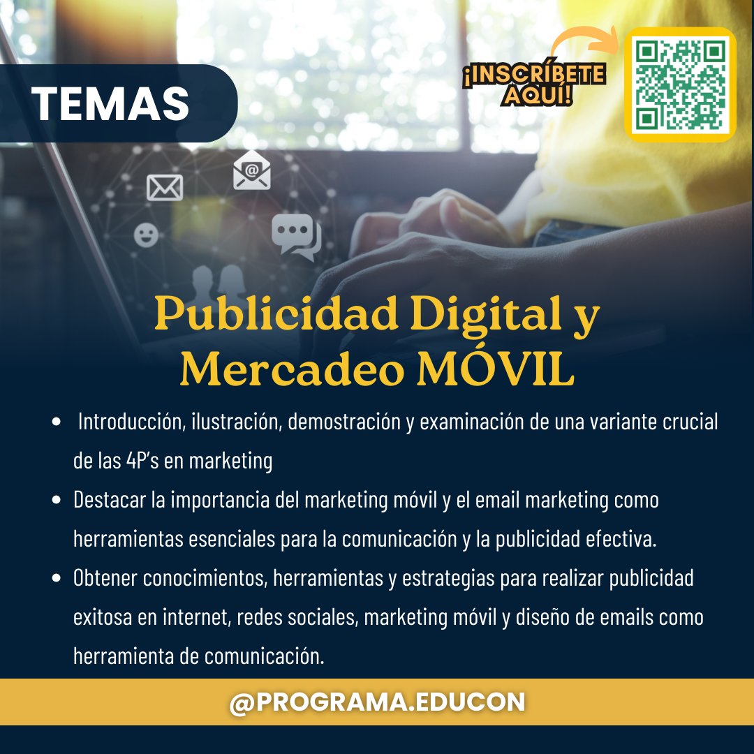 🌐 ¡Potencia tu carrera con el Curso de Publicidad Digital y Mercadeo Móvil de EDUCON! 🚀
📚 Aprende a crear anuncios efectivos, humanizar tu marca y dominar estrategias de mercadeo
móvil..
#PublicidadDigital #MarketingMóvil #EducaciónContinua