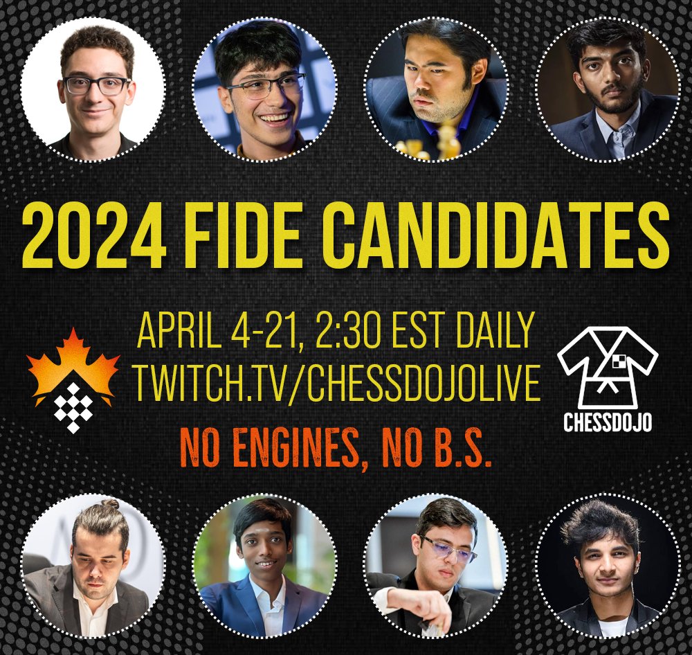 Your daily dose of 'we're better than you' commentary is now live! #FIDECandidates #noenginenoeval 👉 twitch.tv/chessdojolive