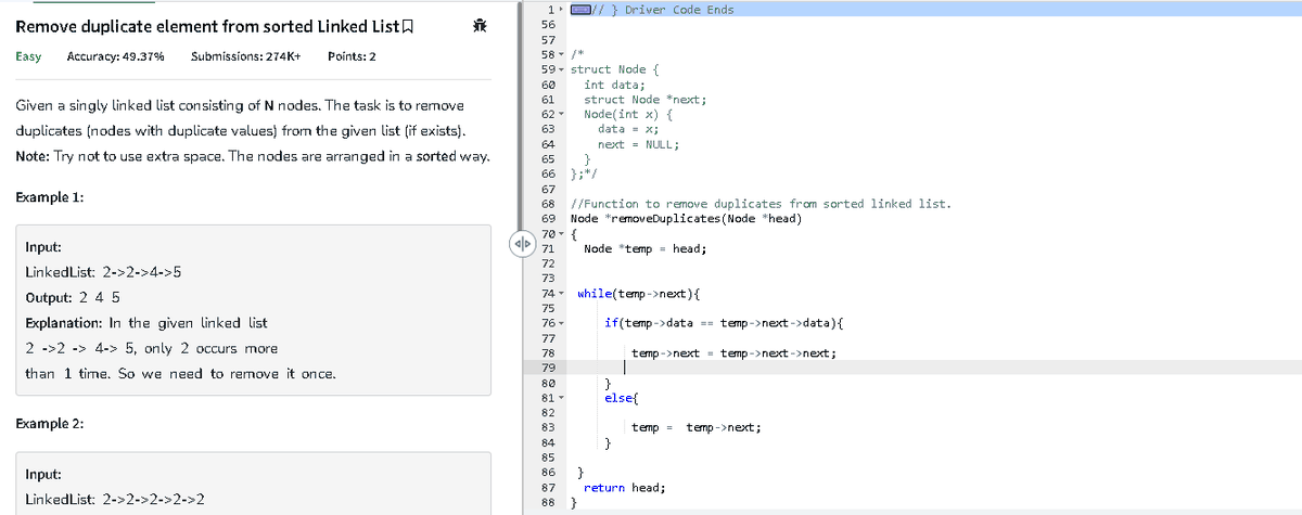 PrasherCodes's tweet photo. Day 88 #100daysofcodechallenge : Solved the "Remove duplicate elements from sorted Linked List" DSA problem, optimizing a solution to efficiently remove duplicates from a sorted linked list. Making strides in problem-solving skills! 💡📝 #DSA  #algorithms https://t.co/dDYViFBYKt