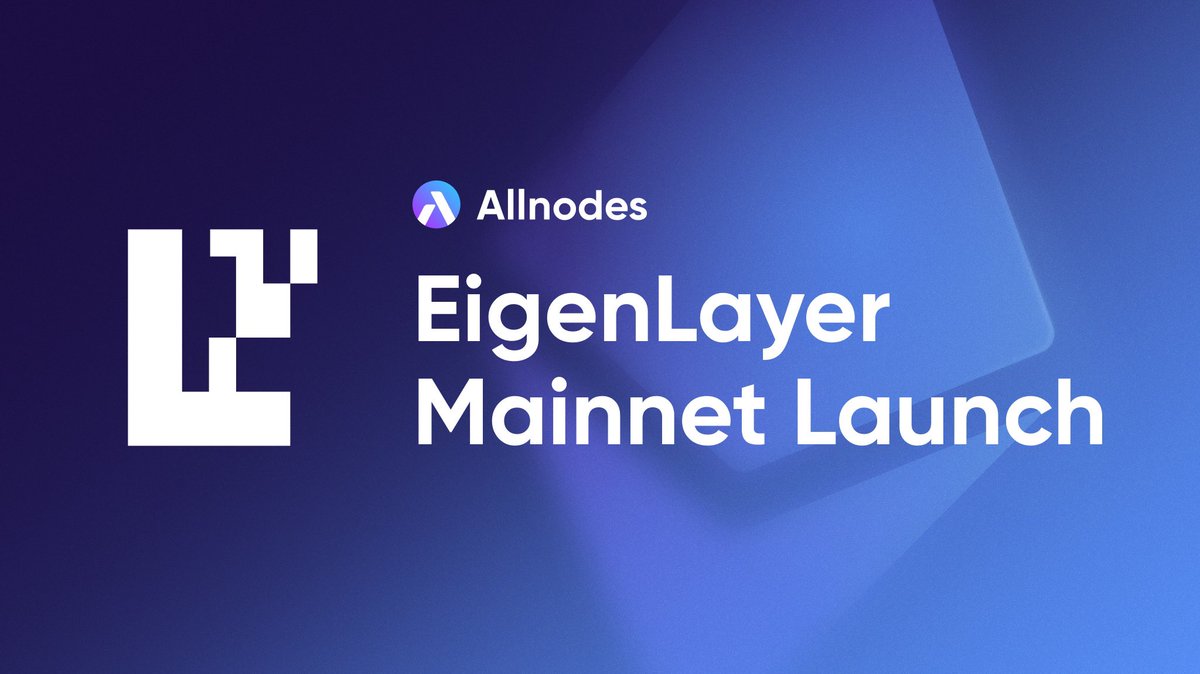 It's a Big Day for the #Ethereum community! The @EigenLayer mainnet is live, & #Allnodes operator is ready for your delegations! Let the games begin! 🏁 Delegate to Allnodes: app.eigenlayer.xyz/operator/0x529…