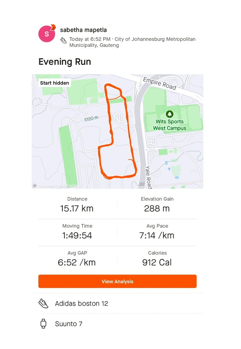 Tuesday run day 😊 15 km run ✔️ #RunningWithTumiSole #FetchYourBody2024