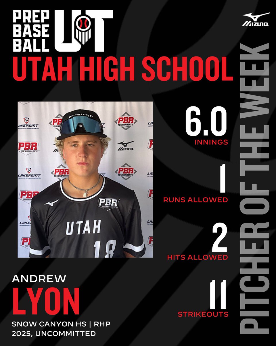 PrepBaseballUT's tweet photo. 𝑼𝒕𝒂𝒉 𝑷𝒍𝒂𝒚𝒆𝒓𝒔 𝒐𝒇 𝒕𝒉𝒆 𝑾𝒆𝒆𝒌

Holden Potter, RHP
@holdenpotter34 
Andrew Lyon, RHP
@Andrew_Lyon_ 
Miles Layton, RHP
@MilesLayton2025 
Andy Decker, LHP
@AndyDecker16 

We highlight “Four” outstanding pitching performances from next level caliber arms, capped off with a No-Hitter and a Perfect Game…Enjoy!

🗞️ 𝘓𝘪𝘯𝘬 𝘵𝘰 𝘈𝘳𝘵𝘪𝘤𝘭𝘦
🔗 https://t.co/JsdXh2QZxF

#BeSeen ~ #BeehiveState

@prepbaseball 
@PBR_Uncommitted 
@ShooterHunt 
@B_HarrisonPBR