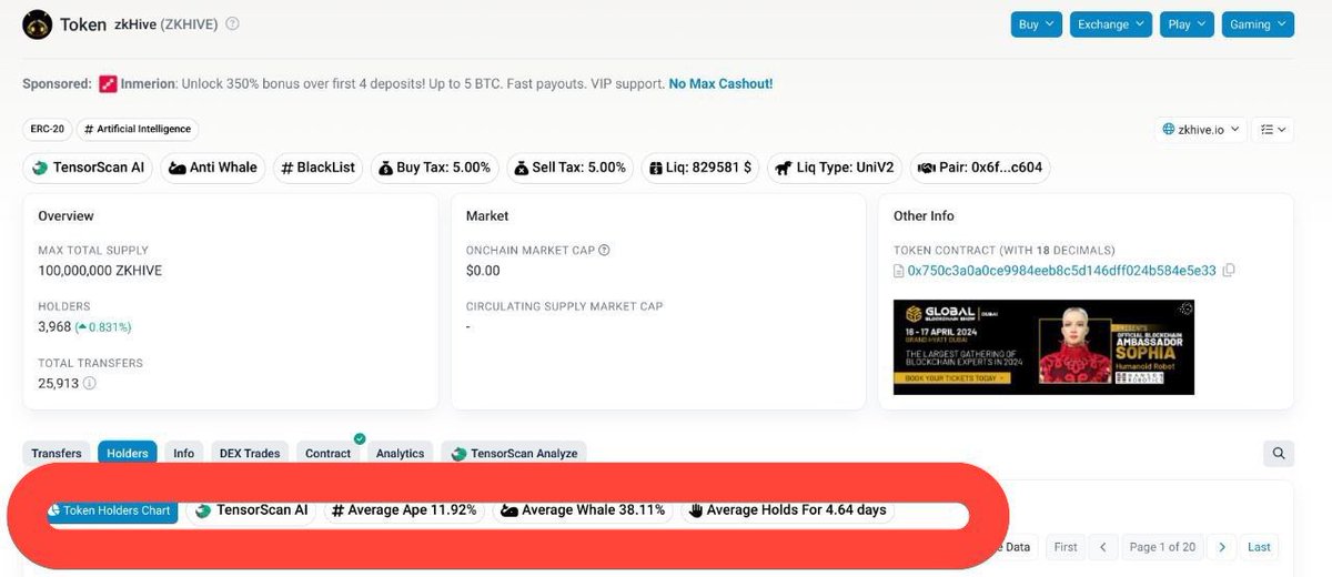 @SharkSociety_ @zkHive $zkhive results using @tensorscanai 

Pretty solid holders base 🫡

$TSA FIRST Ever Bittensor powered wallet scanner and token alanlyser AIbased on decentralized GPU computing, you can use chrome extension and conversational AI also coming this week, both FIRST mover.