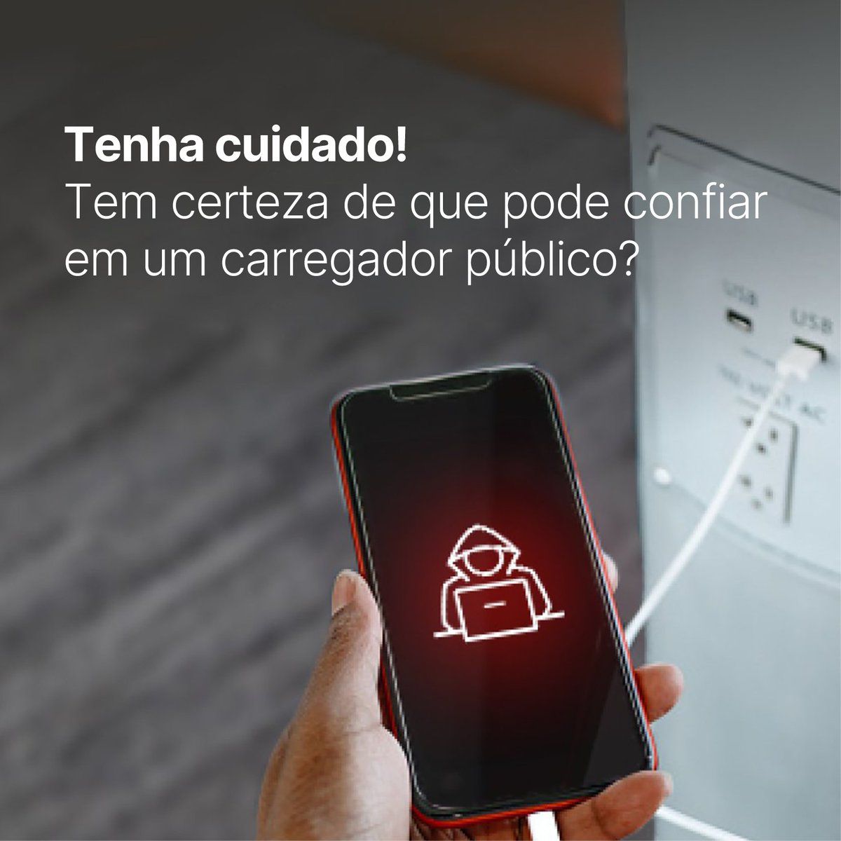 Ilumine com sabedoria! ⚡ Não se deixe enganar por 'juice jacking' enquanto viaja. Evite as portas USB públicas e opte por um carregador portátil ou adaptador AC! Fique ligado, fique seguro! 🔋✈️