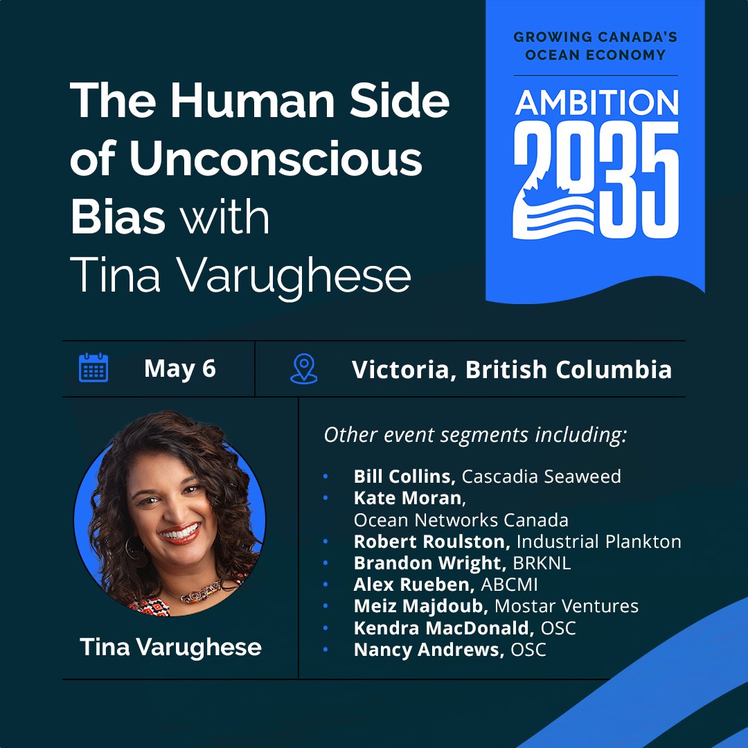 Join us on May 6th in Victoria, BC, as we continue the path to 5x growth through #Ambition2035. We're excited to announce Tina Varughese as our lunchtime keynote! Hear from Tina on the Human Side of Unconscious Bias. 🔹 Register now to secure your ticket: ow.ly/li6Z50RbJxR