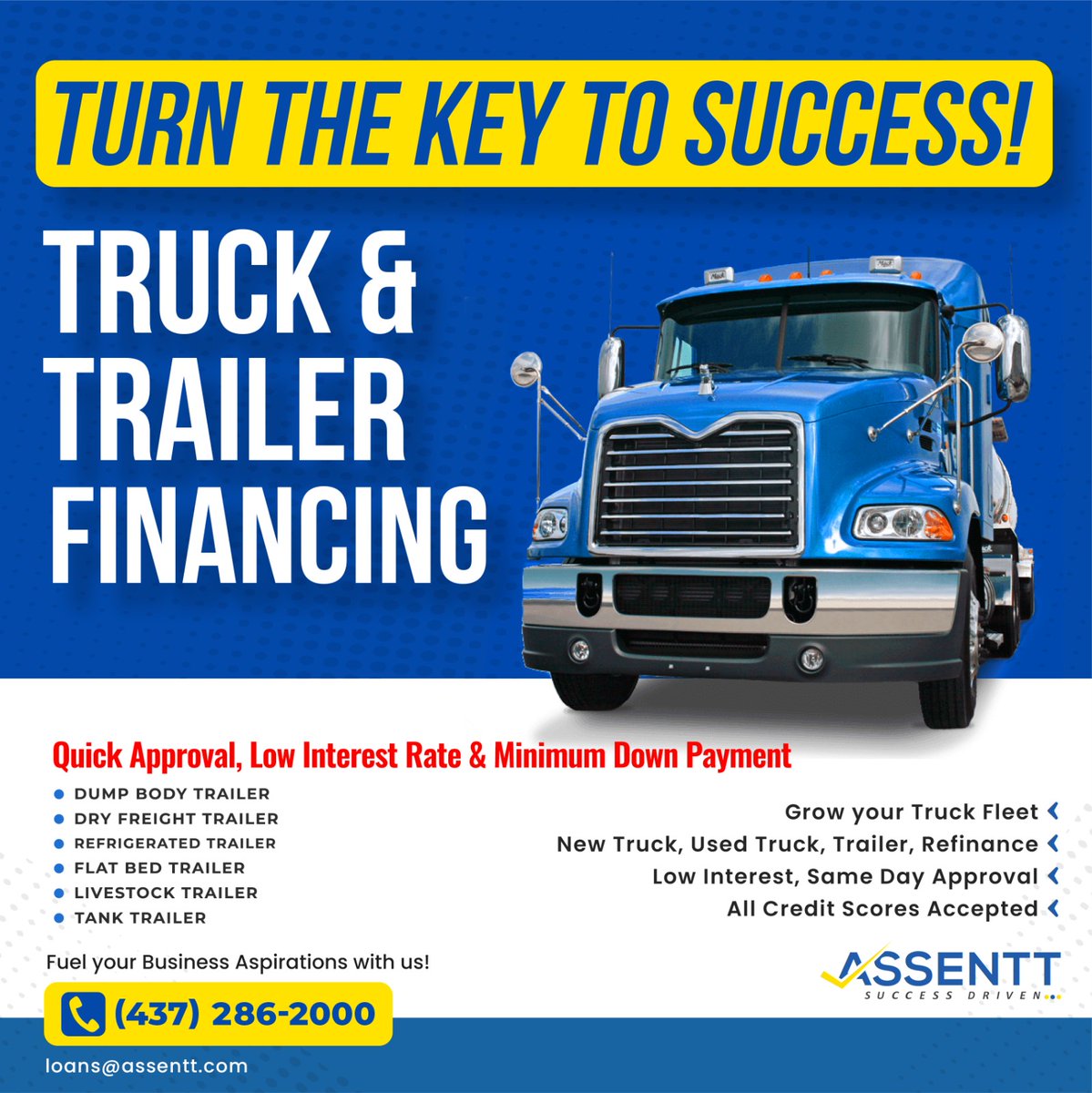 Let us help you turn your business into a success! #CPA #BALBIRSINGHSAINI #ASSENTT #Truck #Truckers #Trailer #Trucking #OwnerOperator #TruckLoan #Personaltax #businessplan #funds #loan #truckfinancing #smallbusinessloan #business #financialfuture #financing #CANADA #support