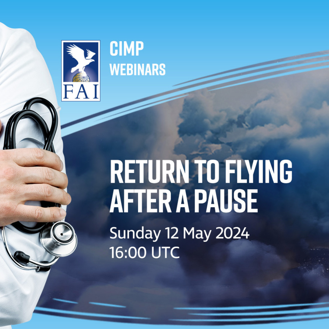 📣 Attention all #pilots and skydivers! 🛩️🪂 Join us for the 'Return to Flying after a Pause' webinar, organised by the FAI Medico-Physiological Commission (CIMP). Information & registration 👉 bit.ly/3vBb8MN Sunday 12 May 2024 @ 16:00 UTC #aviation