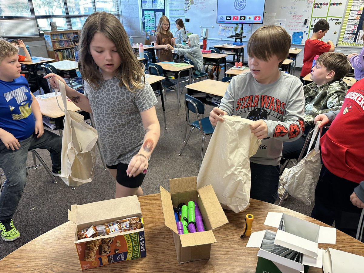 Thanks to the @BPSFNE grant, we were able to make mini emergency kits as an extension of our weather unit. #BePrepared #science #teambps #bpsne #ChampionsForChildren