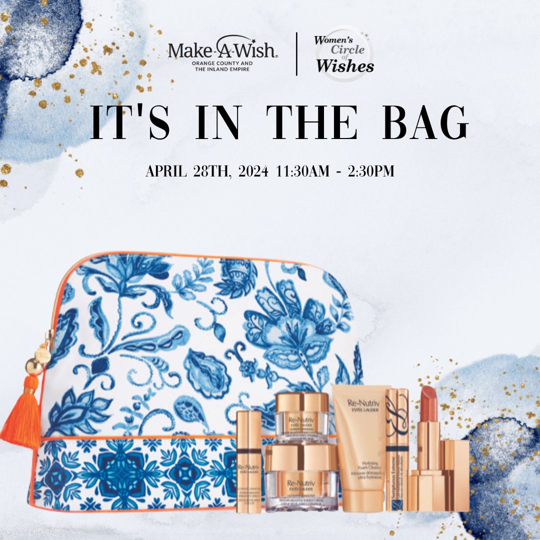 Make-A-Wish OCIE (@makeawishocie) on Twitter photo โจSWAG BAG REVEAL๐ All Itโs In The Bag guests will receive an <a href="/EsteeLauder/">Estรฉe Lauder</a> swag bag! On April 28th, enjoy a fashion show sponsored by <a href="/saks/">Saks Fifth Avenue</a> an opportunity drawing for a gorgeous <a href="/Hueb_Official/">Hueb</a> piece, and support local wish kids.
Tickets: itsinthebag-wish.org โจSWAG BAG REVEAL๐ All Itโs In The Bag guests will receive an <a href="/EsteeLauder/">Estรฉe Lauder</a> swag bag! On April 28th, enjoy a fashion show sponsored by <a href="/saks/">Saks Fifth Avenue</a> an opportunity drawing for a gorgeous <a href="/Hueb_Official/">Hueb</a> piece, and support local wish kids.
Tickets: itsinthebag-wish.org