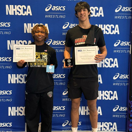 Sophomore Dylan Reel and senior Zammy Okoli earned All American status at the NHSCA tourney. woodward.edu/beyond-the-cla…