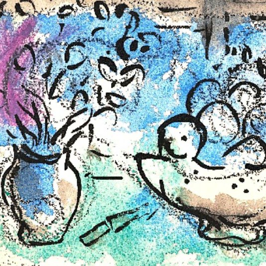 Detail from 'Nature morte sur la table verte' by Marc Chagall Russia 1887 - 1985 Executed circa 1970 Stamped 'Chagall' lower right The Marc Chagall Committee has confirmed the authenticity of this work #MarcChagall #chagall #Cubism #Expressionism #SchoolofParis #interiors #art