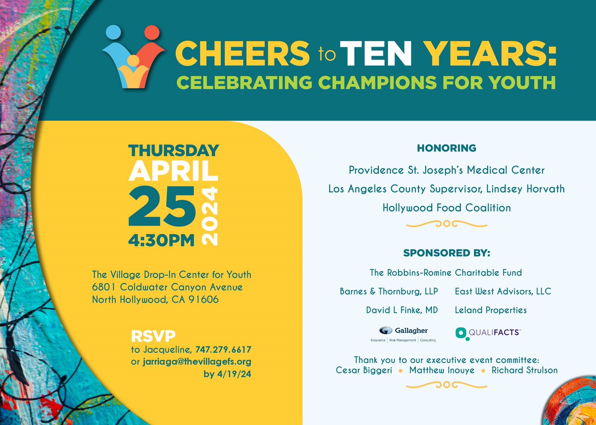 The @thevillagefs is celebrating 10 years of services at their Drop-In Center for Youth in North Hollywood! Join us as we commemorate this milestone on April 25, 2024. thevillagefs.org/support-our-wo…