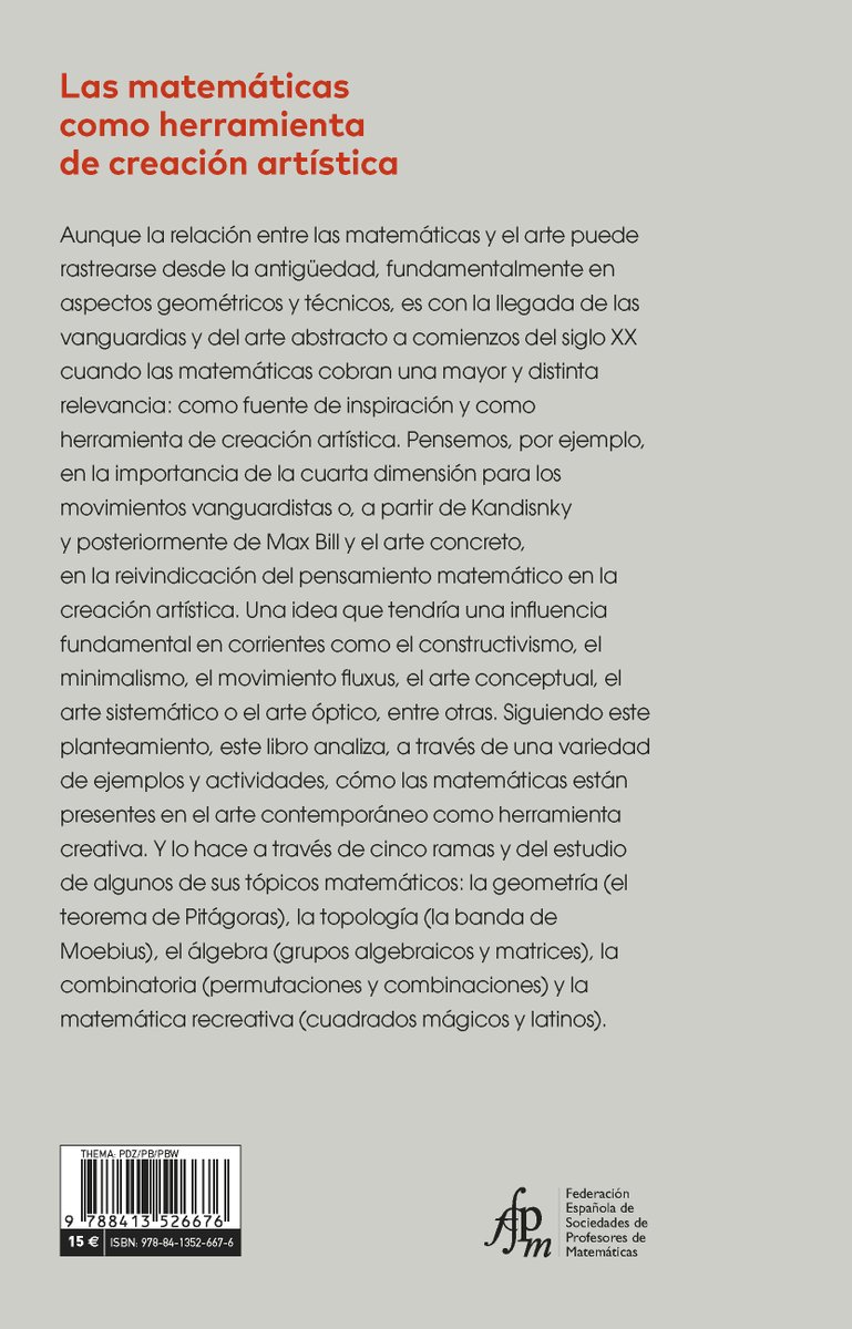 'Las matemáticas como herramienta de creación artística', de Raúl Ibáñez Torres @mtpibtor. #ColecciónMiradasMatemáticas en coedición con @fespm_es catarata.org/libro/las-mate…