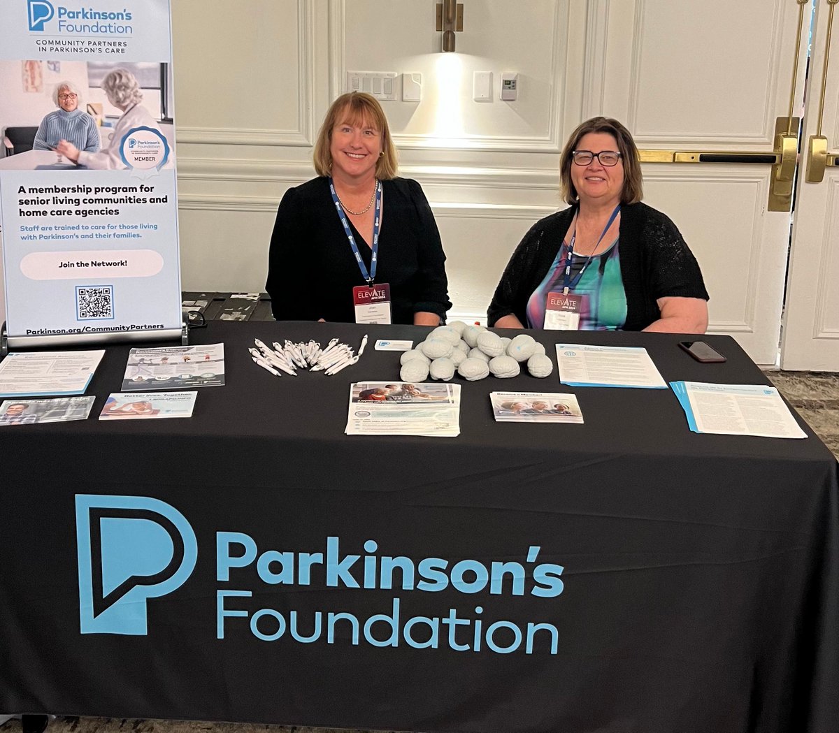 The Parkinson's Foundation is happy to be at the @SYNERGYHomeCare Annual Franchise Meeting! We're excited to share best practices in Parkinson's care with attendees. If you're here, come say hi!