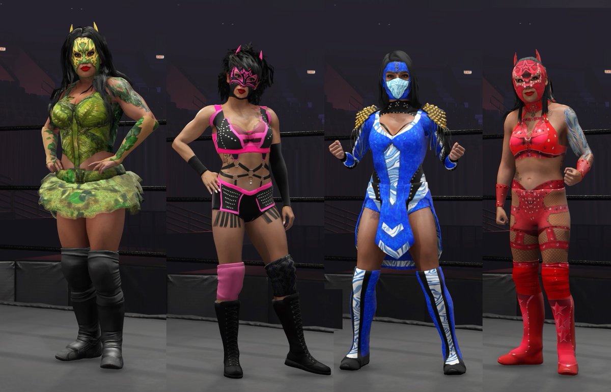 Haven't been doing any AAA caws yet this year, so decided to port the AAA women I made last year, to go with Lady Flammer that I've already released. I still need to set their movesets and entrances. La Hiedra, Lady Maravilla, Lady Shani, Sexy Star II #WWE2K24 #gteo2k @GTEO2K