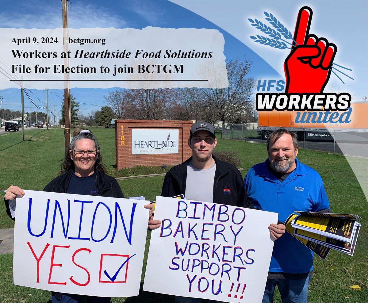 ORGANIZING ALERT! 🚨 Workers employed at the Hearthside Food Solutions (“Hearthside”) bakery in London, Ky. have filed for a BCTGM Union election. LEARN MORE 👉 bctgm.org/2024/04/09/wor…