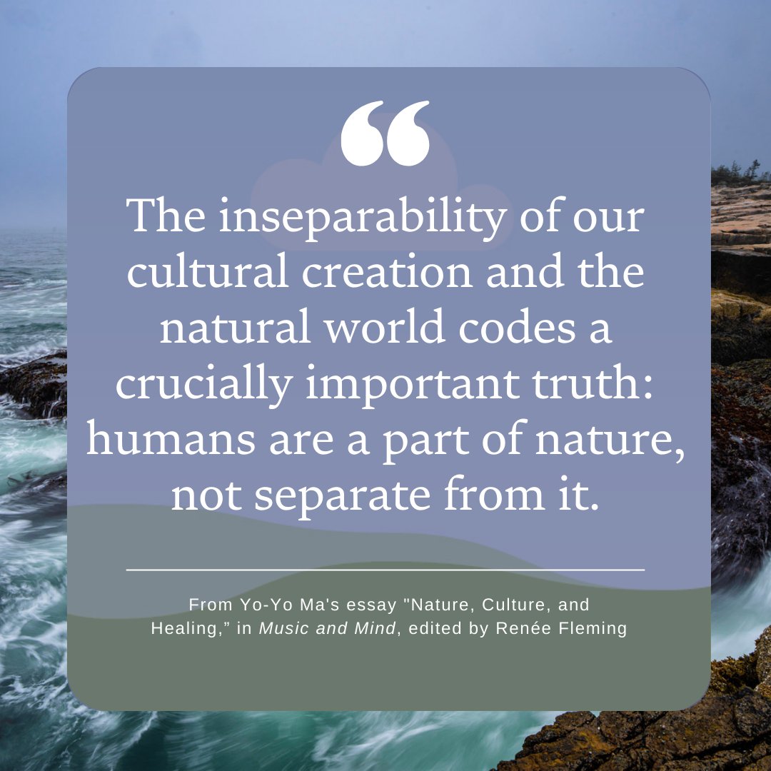 Renée Fleming has edited a beautiful new book on music, art, and health. I’m so honored that she included my essay "Nature, Culture, and Healing." More at bit.ly/3vVhEhj.