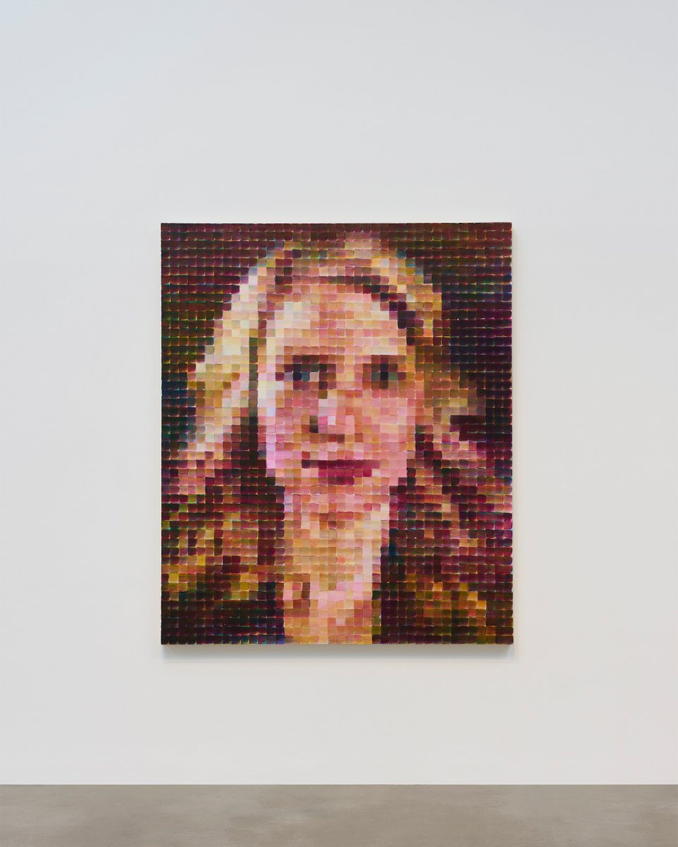🕐 There's just one week left to visit #ChuckClose at our 510 West 25th Street gallery in New York. View portraits of #ClaireDanes, #BradPitt, #FredWilson and more in Visit Red, Yellow, and Blue: The Last Paintings through Saturday, April 13, 2024: bit.ly/3SR47Pi