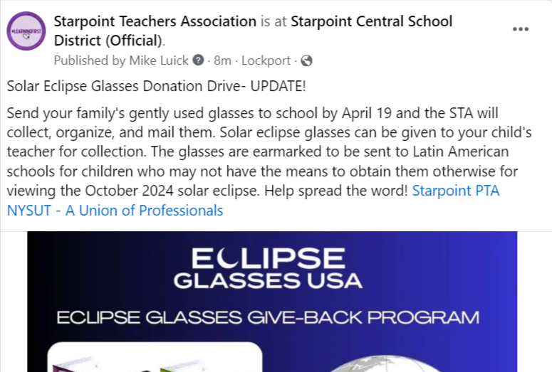 Turn in your Eclipse glasses. See attached