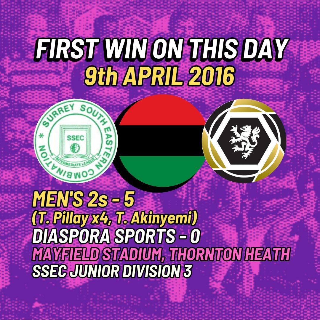 Our First Win on 9th April: 2016 🏆 5-0 v Diaspora Sports (SSEC Junior Div. 3) ⚽ Scorers: T. Pillay x4, T. Akinyemi 📌 Mayfield Stadium, Thornton Heath #WFC #Wanderers #TheWorldsClub #Dulwich #TulseHill #FirstWin