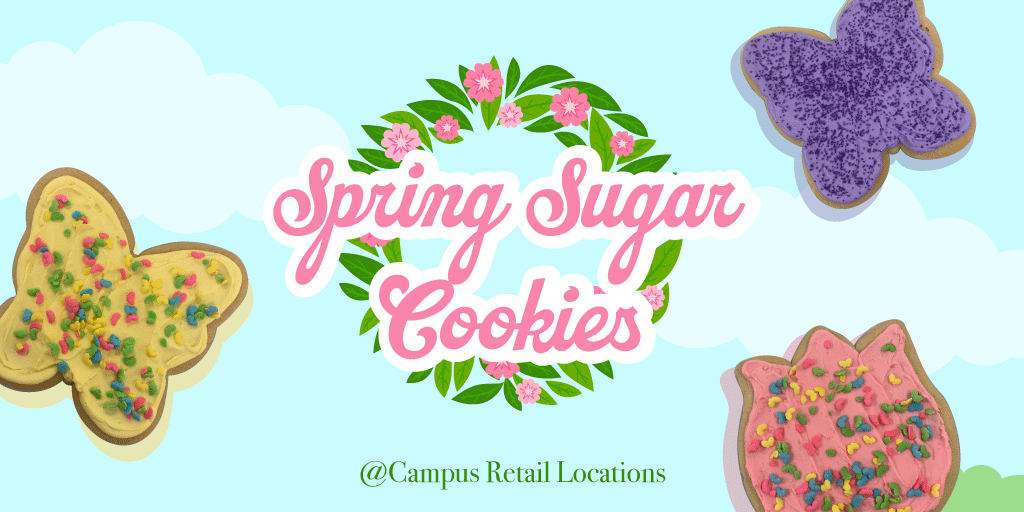 🌸Celebrate SPRING with our limited-time themed sugar cookies!🍪🌷✨
Available thru April 11 @ campus retail locations.

#UNIDining  #Spring
