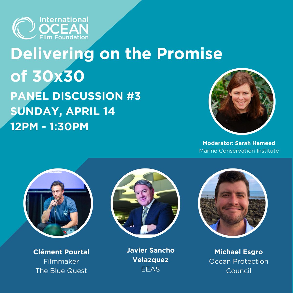 Join us this Sunday at 12pm when we moderate a panel discussion at the International Ocean Film Foundation on 'Delivering on the Promise of 30x30'! Learn how marine protected areas safeguard biodiversity and efforts to protect 30% of the ocean by 2030. ioff2024.eventive.org/welcome