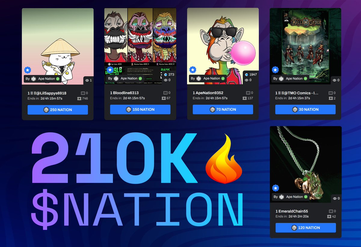 🚨 2 Days left on our @MutantNFTs Raffle featuring @LilSappys and other goodies 🎟️ Over 210k $NATION (0.21% Supply) collected so far and all getting burned 🔥 Buy $NATION 👉app.dexhunter.io/swap?tokenIdSe… Enter Raffle👉 labs.mutant-nft.com/projects/apena…